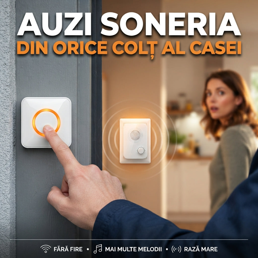 Sonerie Wireless Cu Buton Colorat DoorBell™