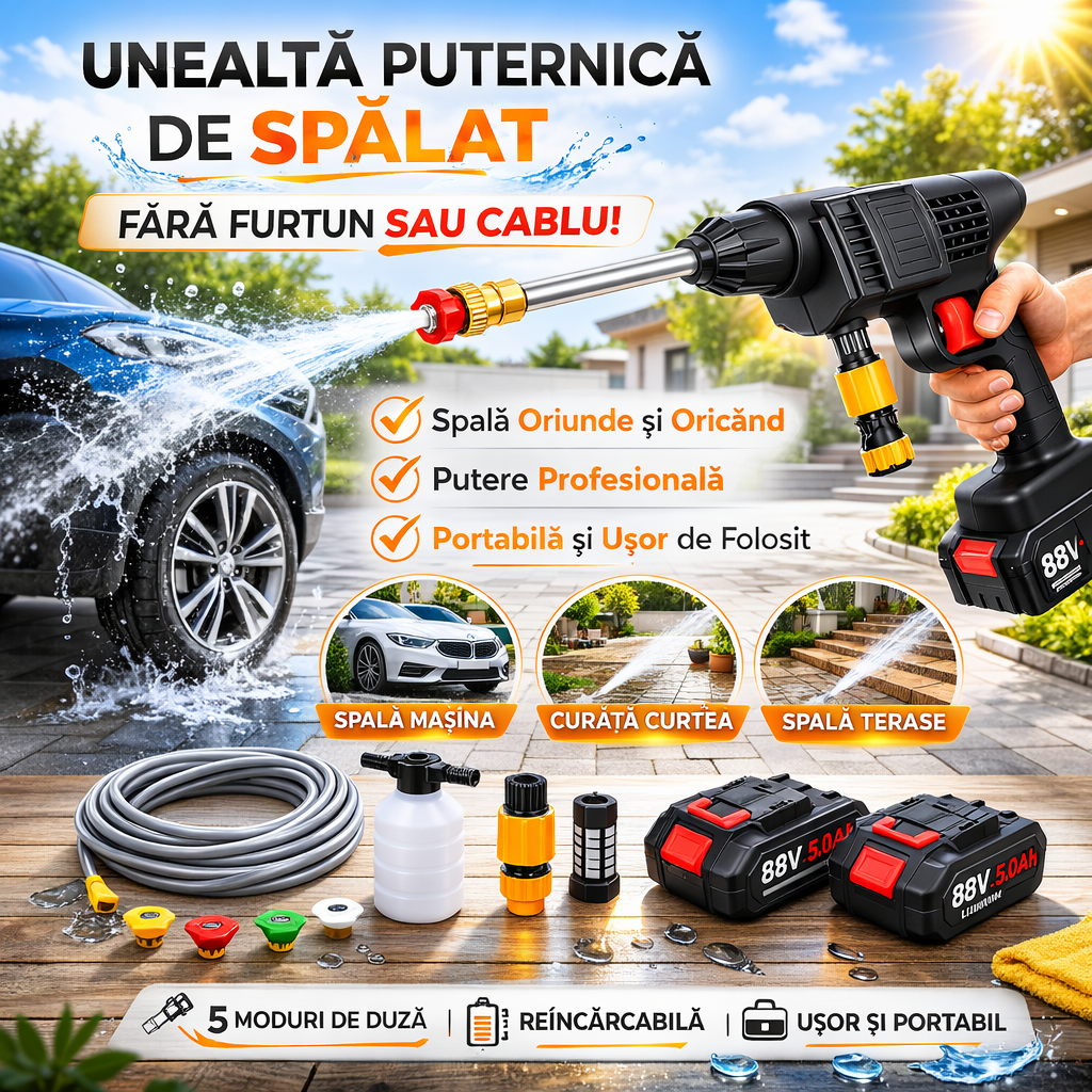 Aparat Profesional de Spălare cu Presiune Fără Fir – PowerJet™ Pro