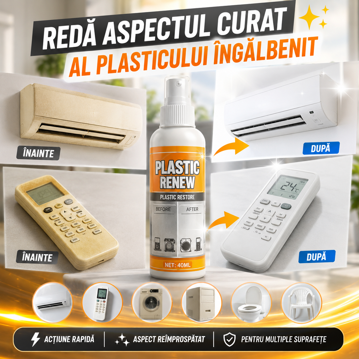 Spray Pentru Reîmprospătarea Plasticului- PlasticRenew™