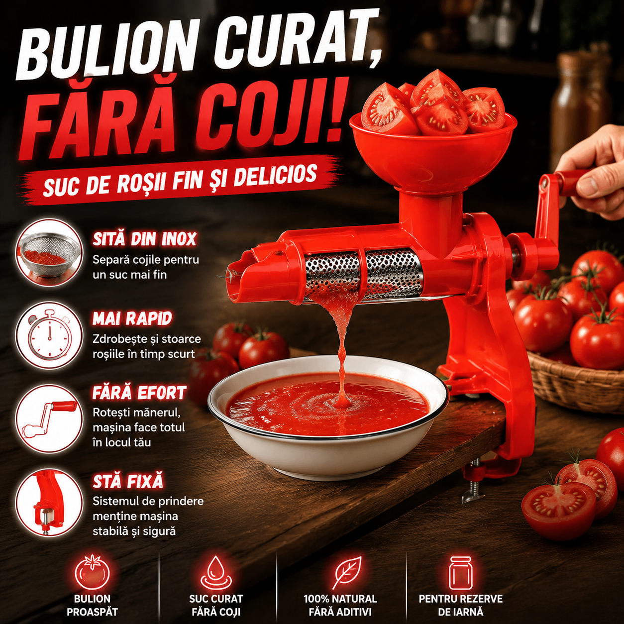 Mașină Manuală Pentru Roșii TomatoPress™
