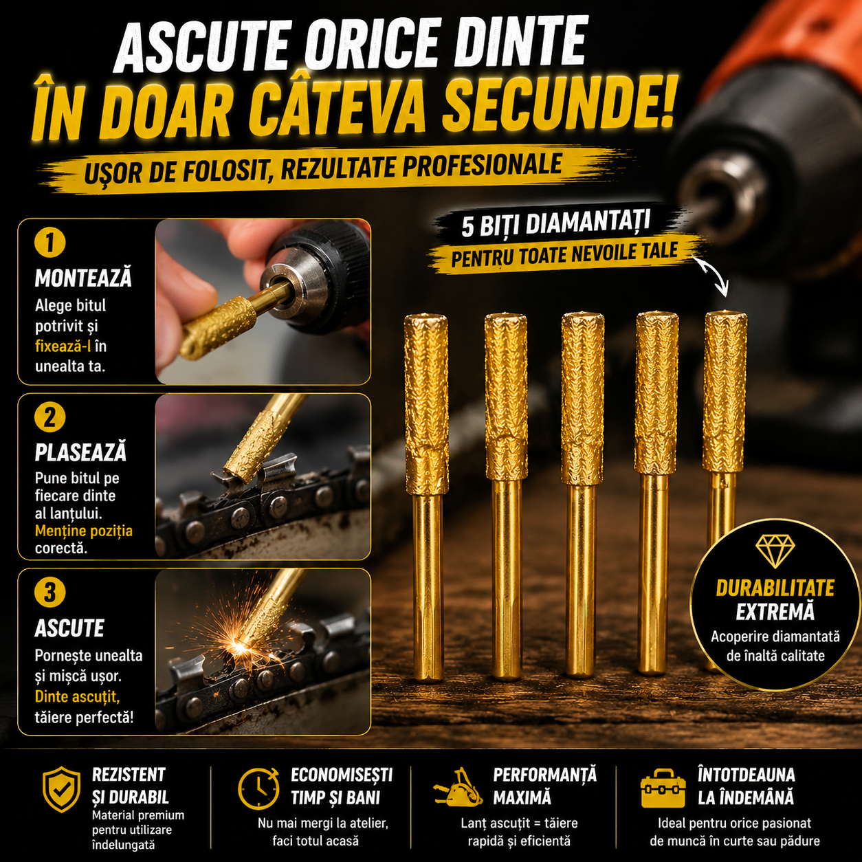 Set 5 Biți Pentru Drujbă SawMaster™