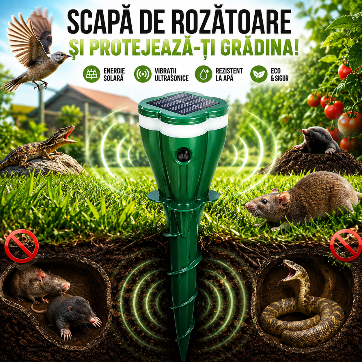 Set 3 Lămpi Solare Anti-Rozătoare- RatAway™
