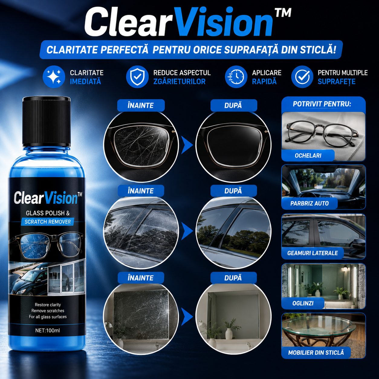 Spray Pentru Sticlă Zgâriată- ClearVision™