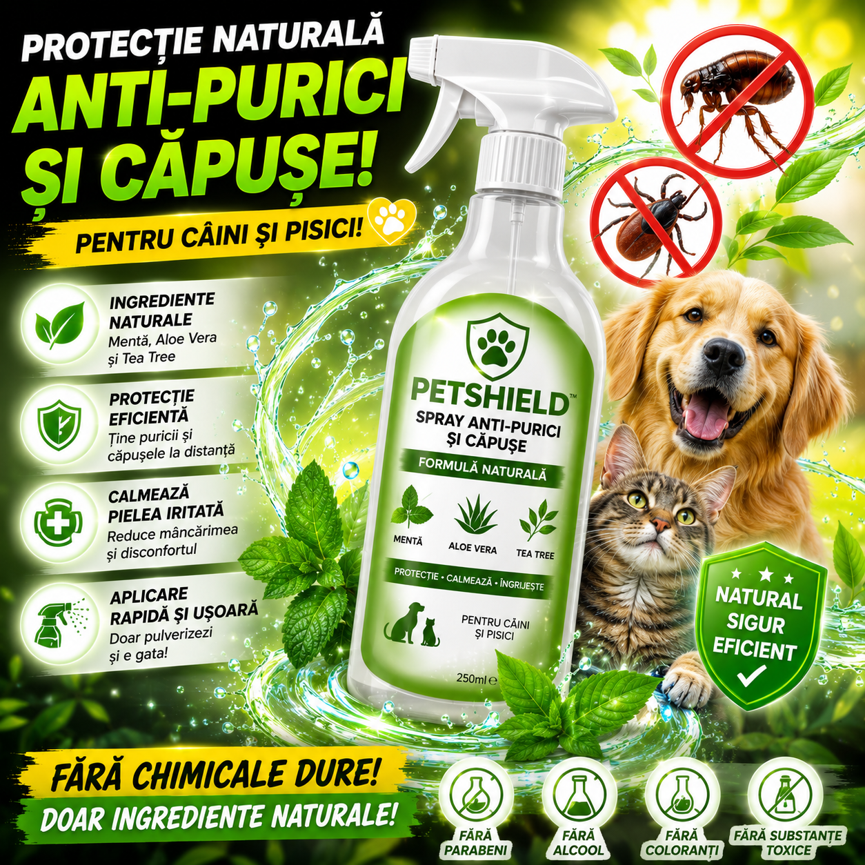 Spray Natural Anti-Purici și Căpușe – PetShield™