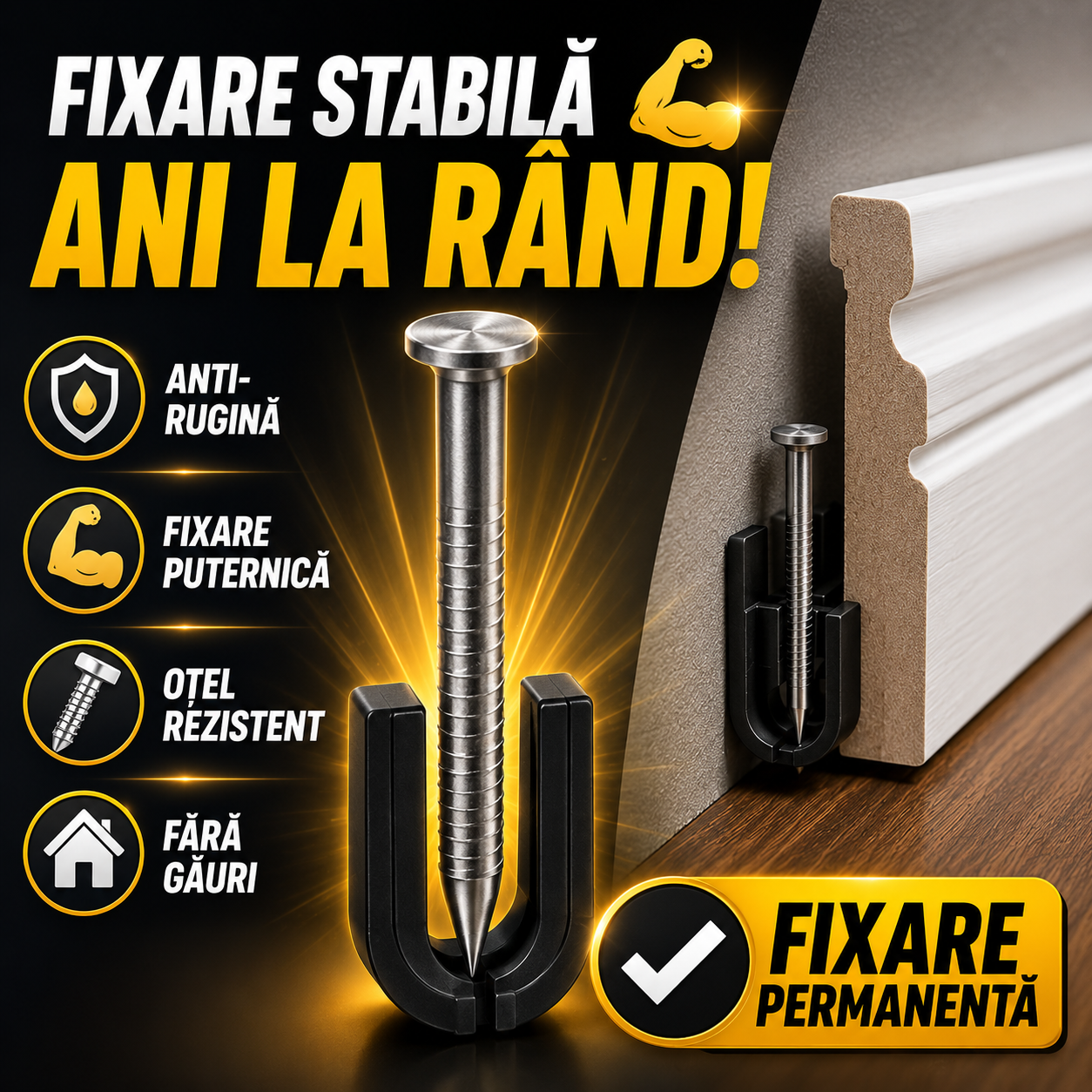 FixTrim™ – Set de Cuie Invizibile Pentru Montare Fără Găuri