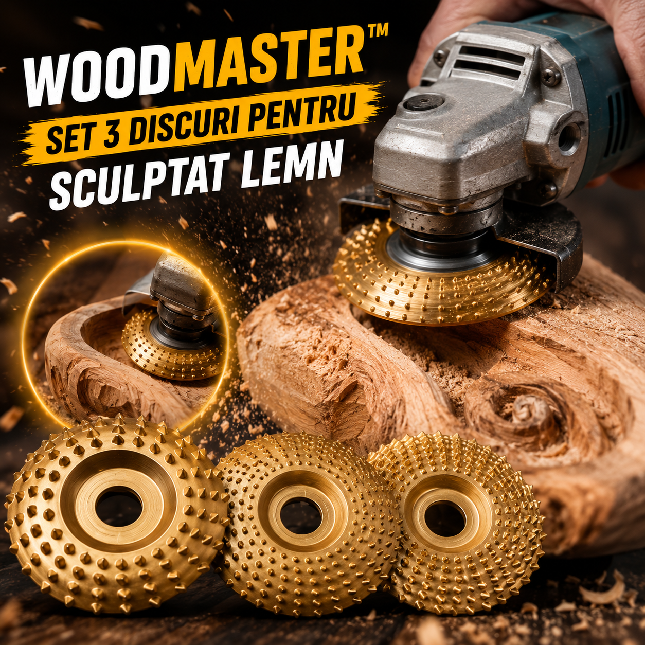 Set 3 Discuri Pentru Sculptat Lemn – WoodMaster™
