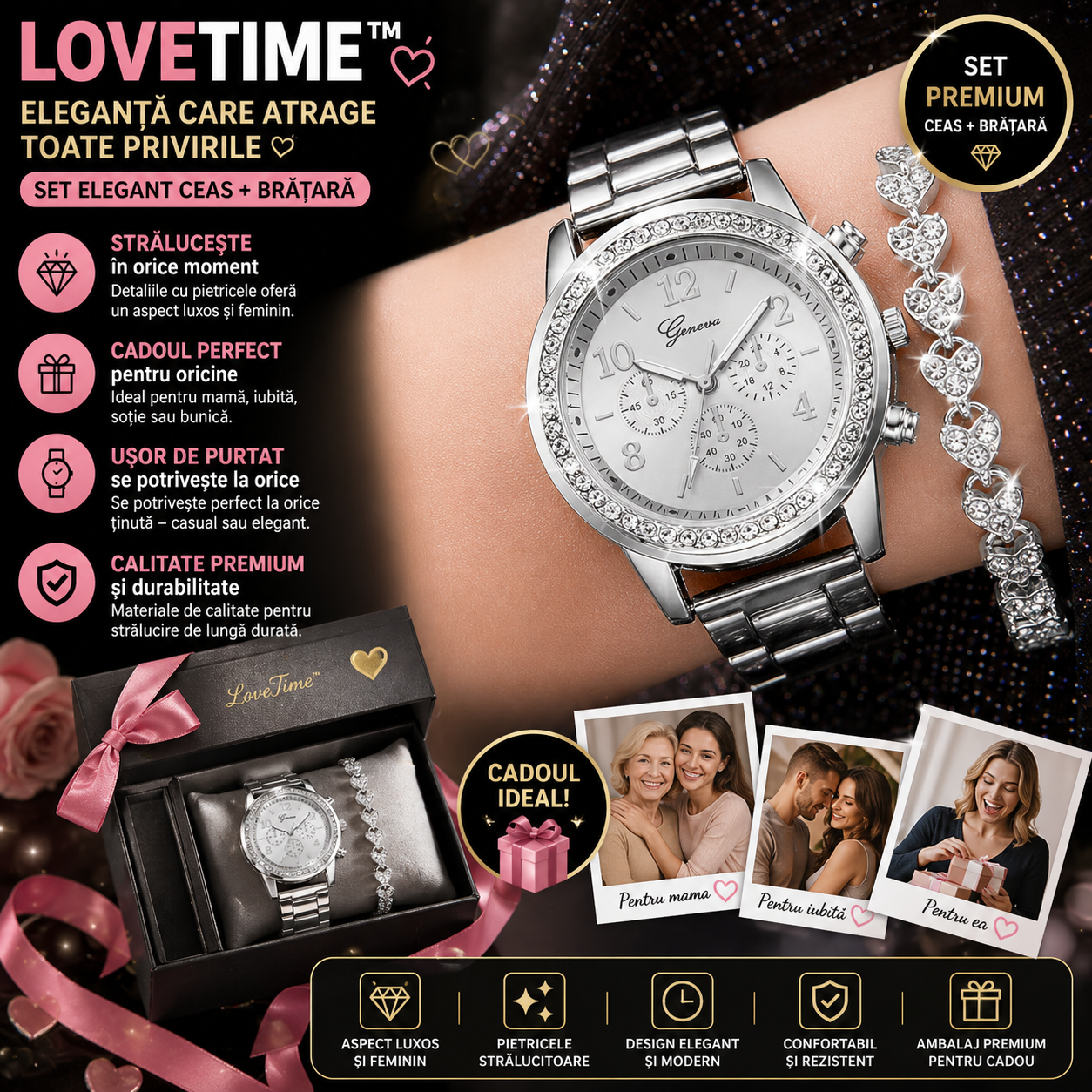 Set Elegant Ceas + Brățară - LoveTime™