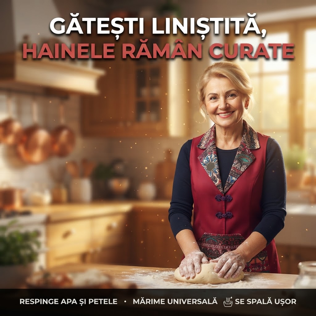 Româncuța™ – șorț cu acoperire față-spate și motive tradiționale