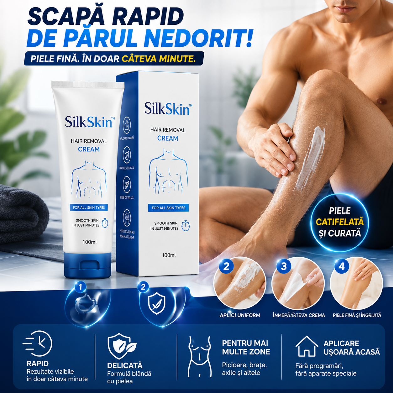 Cremă Depilatoare Delicată -SilkSkin™