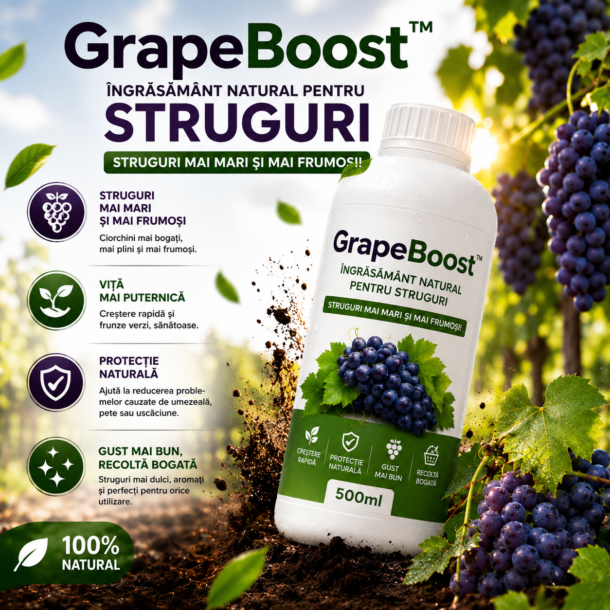 Îngrășământ natural pentru struguri- GrapeBoost™