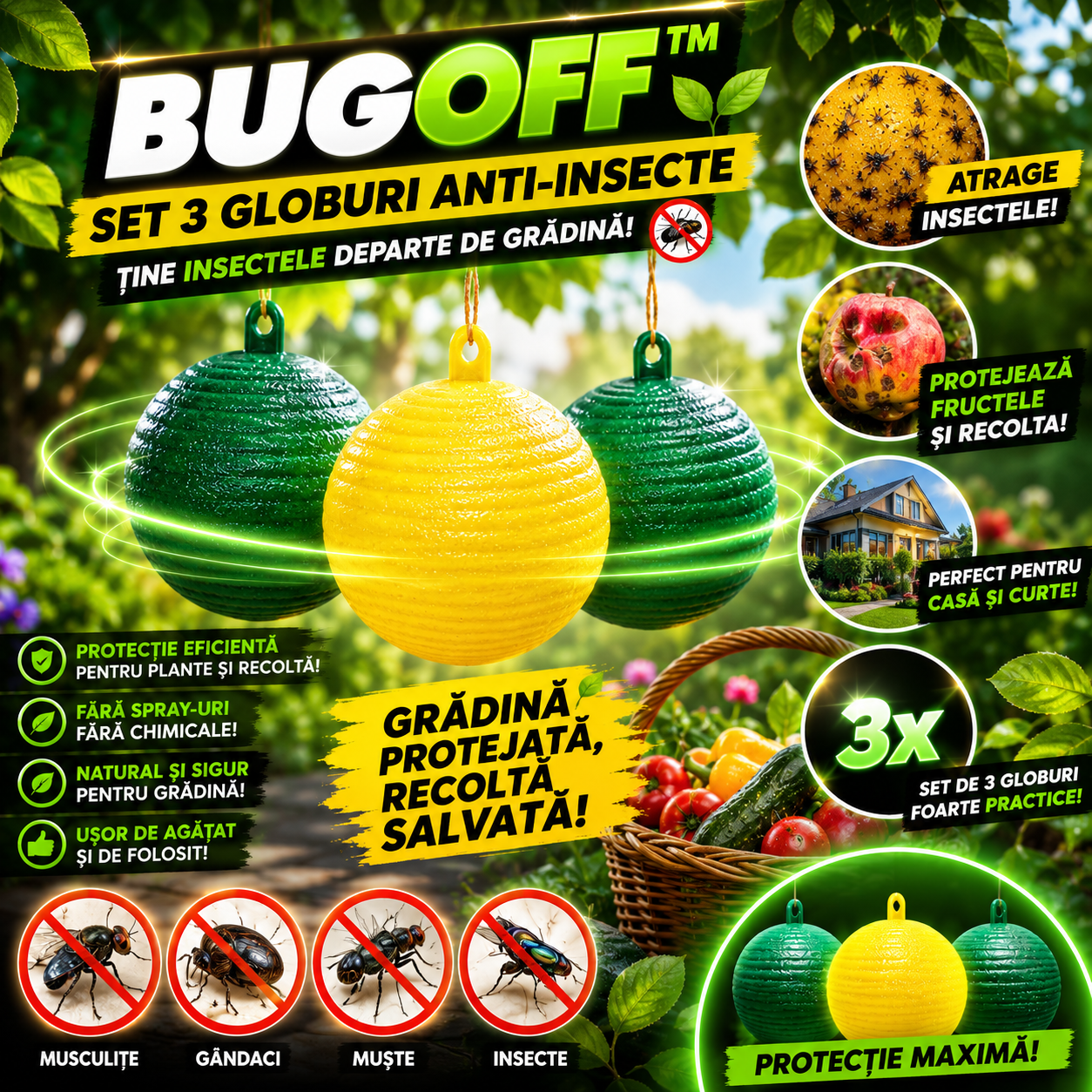 Set 3 Globuri Anti-Insecte- BugOff™