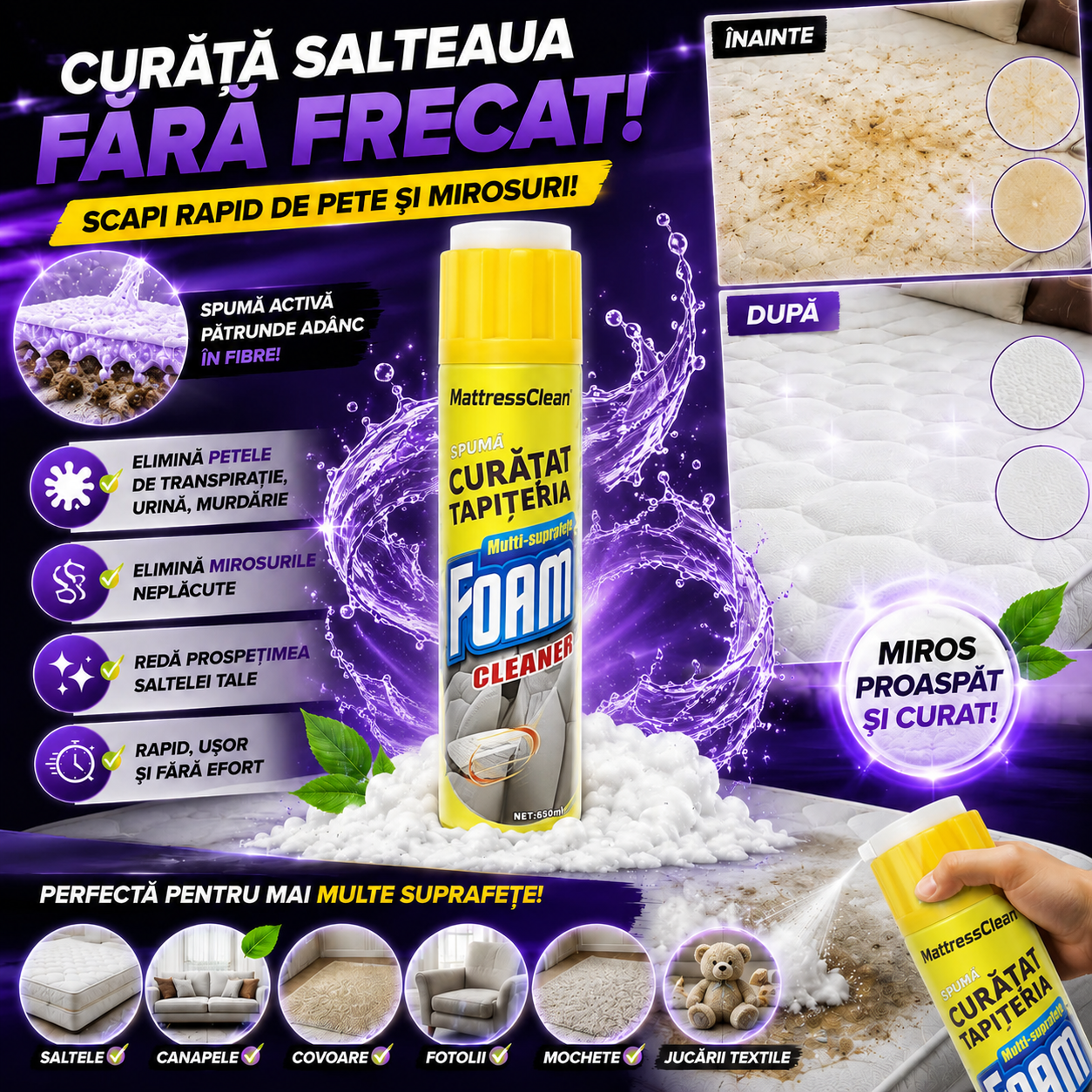 Curăță Salteaua Fără Frecat – MattressClean