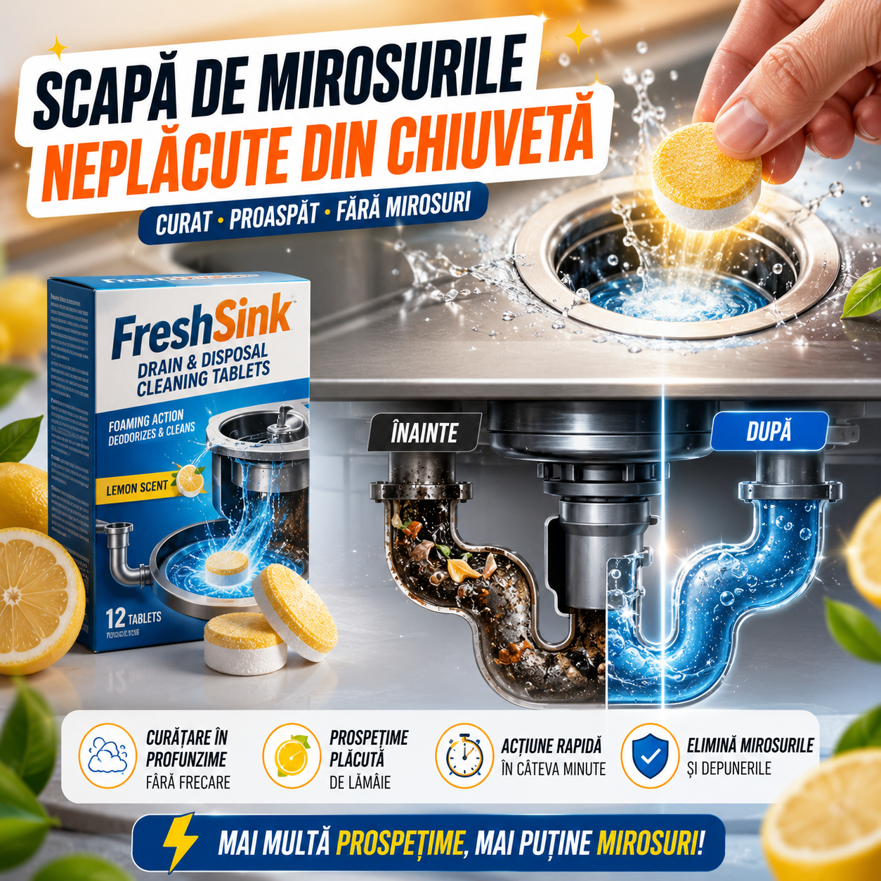 Tablete Pentru Curățarea Scurgerii FreshSink™