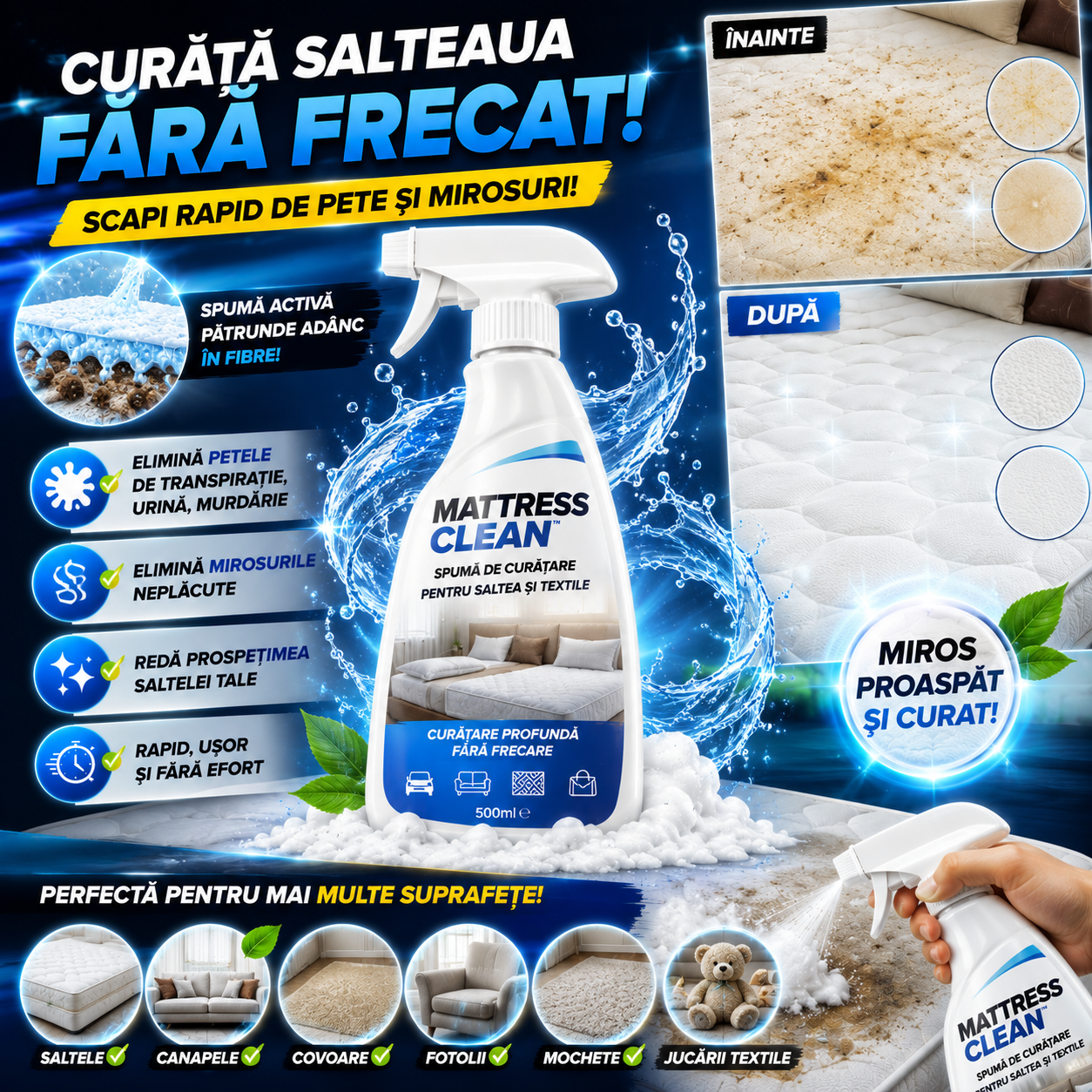 Curăță Salteaua Fără Frecat – MattressClean™