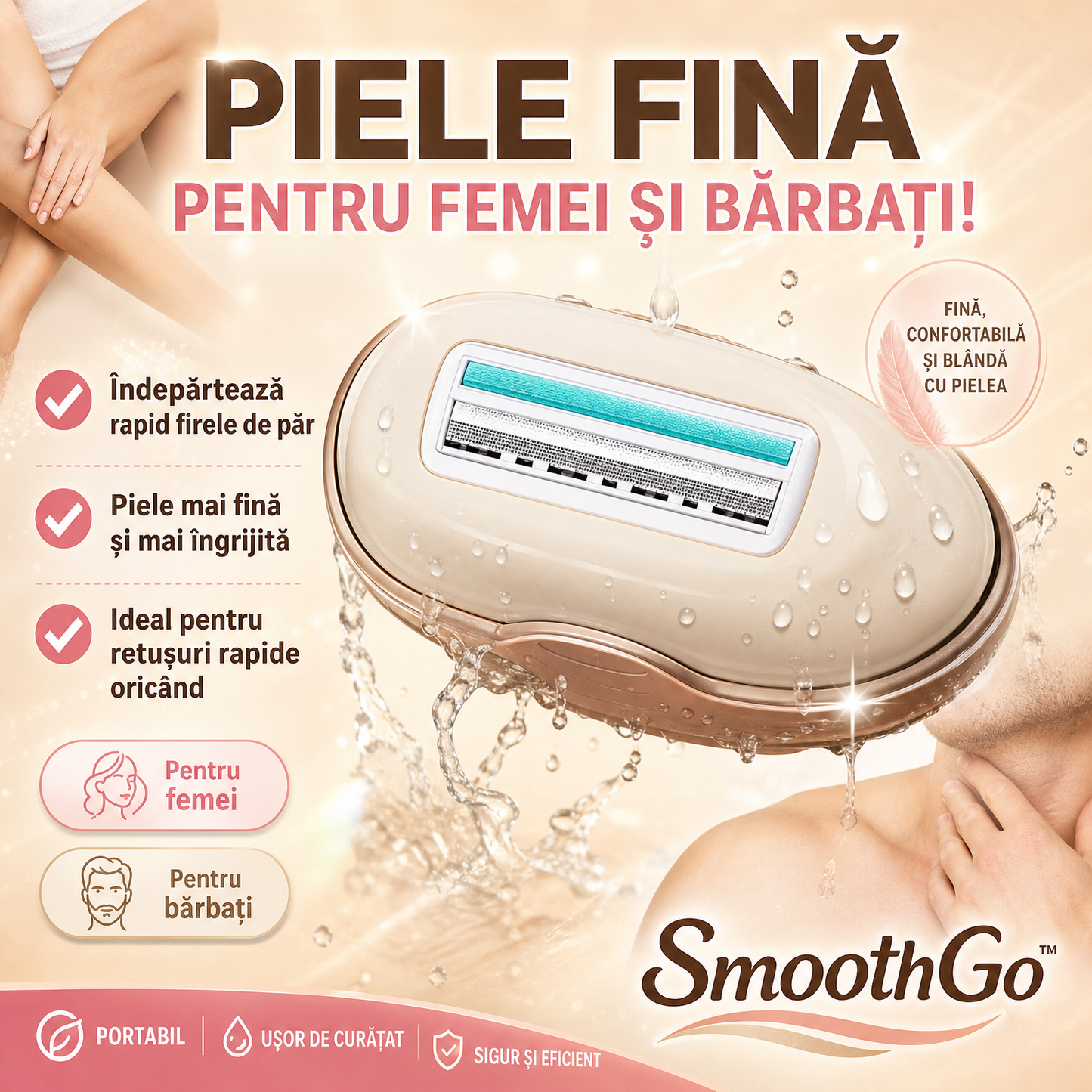 Aparat De Ras Portabil Cu 3 Lame – SmoothGo™